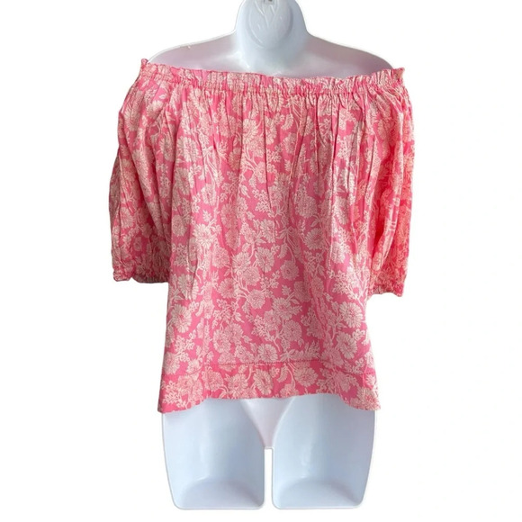 THE GREAT Top Women’s Sz 3 US L The Garland Puff Sleeve Convertible Neck Blouse - Picture 2 of 5